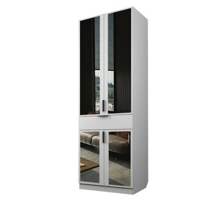 Шкаф 2-х дверный «Экон», 8005202300 мм, 1 ящик, зеркало, штанга, цвет белый