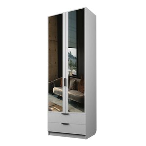 Шкаф 2-х дверный «Экон», 8005202300 мм, 2 ящика, зеркало, штанга, цвет белый