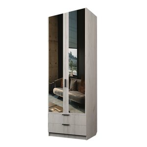 Шкаф 2-х дверный «Экон», 8005202300 мм, 2 ящика, зеркало, штанга и полки, цвет дуб крафт белый