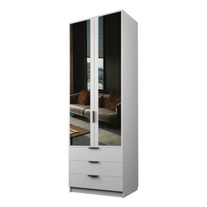 Шкаф 2-х дверный «Экон», 8005202300 мм, 3 ящика, зеркало, штанга, цвет белый
