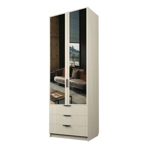 Шкаф 2-х дверный «Экон», 8005202300 мм, 3 ящика, зеркало, штанга, цвет дуб молочный