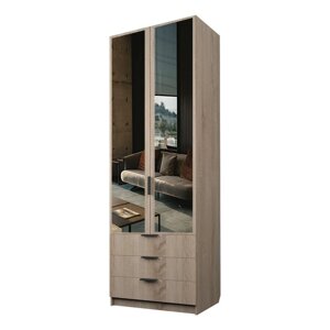 Шкаф 2-х дверный «Экон», 8005202300 мм, 3 ящика, зеркало, штанга и полки, цвет дуб сонома