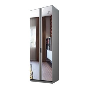 Шкаф 2-х дверный «Экон», 8005202300 мм, зеркало, штанга, цвет серый шагрень