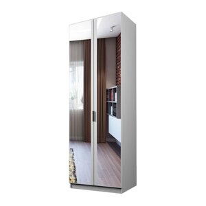 Шкаф 2-х дверный «Экон», 8005202300 мм, зеркало, штанга и полки, цвет белый
