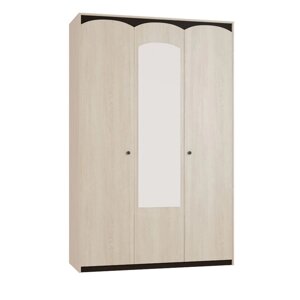 Шкаф 3-х дверный для одежды «Ева», 1392 524 2168 мм, зеркало, дуб сонома / дуб венге