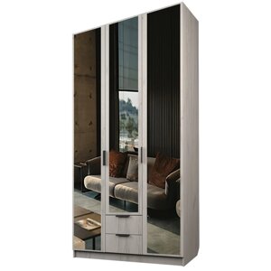 Шкаф 3-х дверный «Экон», 12005202300 мм, 2 ящика, 3 зеркала, цвет дуб крафт белый
