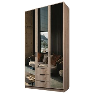 Шкаф 3-х дверный «Экон», 12005202300 мм, 3 ящика, 3 зеркала, цвет дуб сонома