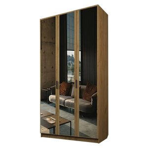 Шкаф 3-х дверный «Экон», 12005202300 мм, 3 зеркала, цвет дуб крафт золотой