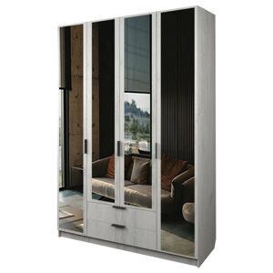 Шкаф 4-х дверный «Экон», 16005202300 мм, 2 ящика, 4 зеркала, цвет дуб крафт белый