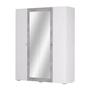Шкаф 4-створчатый «Акцент №24», 1600 523 2020 мм, цвет белый / цемент светлый