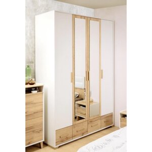 Шкаф для одежды и белья «Айрис 555», 1578 596 2285 мм, цвет белый / дуб золотистый
