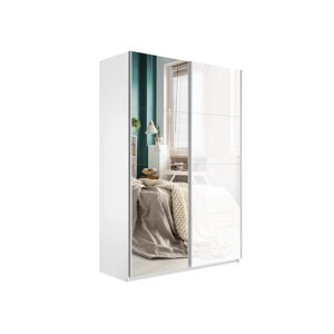 Шкаф-купе «Прайм», 12005702300 мм, 2-х дверный, зеркало / белое стекло, цвет белый снег