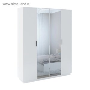 Шкаф с зеркалом четырехдверный Тиффани 510х1800х2280 Белый текстурный