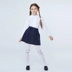 Школьная блузка для девочки, цвет белый, рост 140