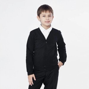 Школьный кардиган для мальчика, цвет чёрный, рост 134 см
