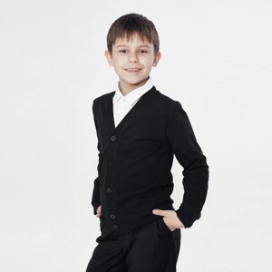 Школьный кардиган для мальчика, цвет чёрный, рост 134 см