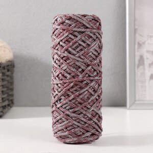 Шнур для вязания 35% хлопок,65% полипропилен 3 мм 85м/16010 гр ( Вишня/серый)