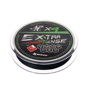 Шнур NISUS Extrasense X4 PE, диаметр 0.28 мм, тест 17.2 кг, 150 м, зелёный