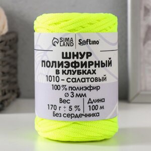 Шнур плоский3 мм полиэфирный в клубках 100м/170г (5%салатовый-1010