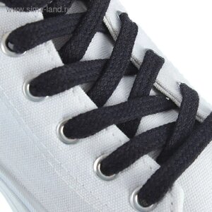 Шнурки для обуви плоские, d=7мм, 120см, цвет чёрный