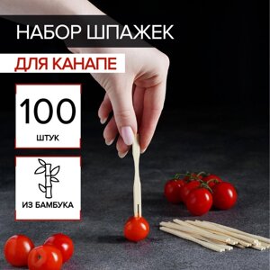 Шпажки для канапе Доляна, бамбук, 100 шт, 1212 см