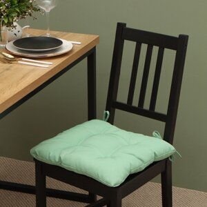 Сидушка на стул с завязками - 2 шт. Доляна цв. зеленый 40х40 см, 100% п/э, габардин 153 г/м2