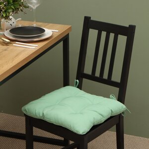 Сидушка на стул с завязками Доляна цв. зеленый 40х40 см, 100% п/э, габардин 153 г/м2