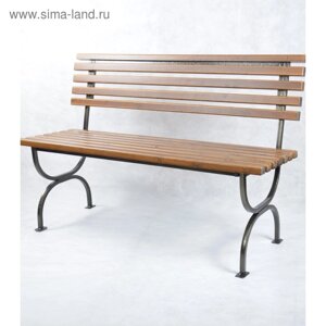 Скамейка для дачи со спинкой "Стандартная" 130х55х80см, деревянная, каркас металл, уличная