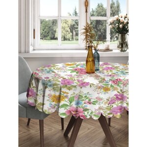 Скатерть на стол «Море цветов», круглая, сатен, d = 150 см