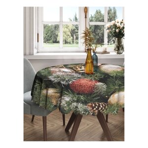 Скатерть на стол «Праздничное украшение», круглая, сатен, d = 150 см