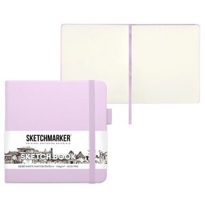 Скетчбук Sketchmarker, 120 х 120 мм, 80 листов, твёрдая обложка из искусственной кожи, фиолетовый, блок 140 г/м2