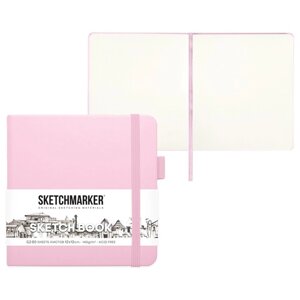 Скетчбук Sketchmarker, 120 х 120 мм, 80 листов, твёрдая обложка из искусственной кожи, розовый, блок 140 г/м2