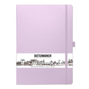 Скетчбук Sketchmarker, 210 х 300 мм, 80 листов, твёрдая обложка из искусственной кожи, фиолетовый, блок 140 г/м2
