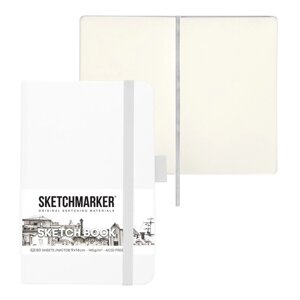 Скетчбук Sketchmarker, 90 х 140 мм, 80 листов, твёрдая обложка из искусственной кожи, белый, блок 140 г/м2