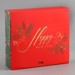 Складная коробка подарочная «С новым годом», 20 18 5 см, БЕЗ ЛЕНТЫ