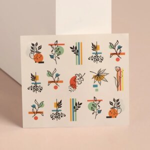 Слайдер - дизайн для ногтей «Геометрия в цветах», фасовка 6 шт, разноцветные
