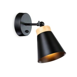 Спот накладной с выключателем в стиле лофт Ambrella light, Traditional, TR8214, E27, цвет чёрный, светлое дерево