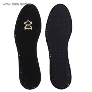 Стельки для обуви с активированным углём Corbby, чёрные, кожаные, антибактериальные, размер 43-44