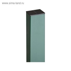Столб, 62 55 мм, толщина 1,4 мм, высота 2,5 м, 5 отверстий, под бетон, с заглушкой, цинк, зелёный