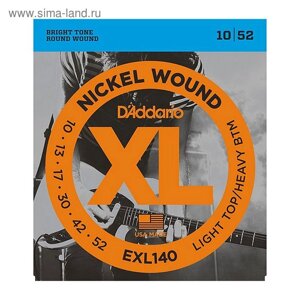 Струны для электрогитары D`Addario EXL140 XL NICKEL WOUND Light Top/Heavy Bottom 10-52