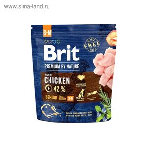 Сухой корм Brit Premium by Nature Senior S+M для собак, мелких и средних пород, 1 кг