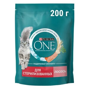 Сухой корм Purina one для стерилизованных кошек, лосось/пшеница, 200 г