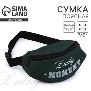 Сумка поясная Lucky Moment, 32х8х15 см, отд на молнии, цвет зелёный