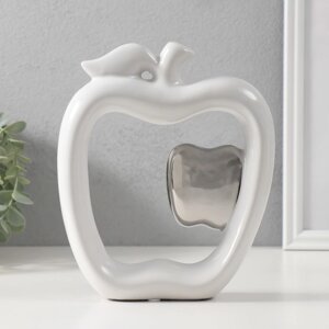 Сувенир керамика "Абстракция. Яблоки" белый с серебром 17х5,5х20,5 см