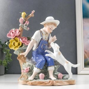 Сувенир керамика "Мальчик с собакой" 25х13х19,5 см
