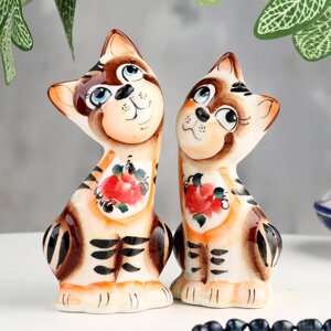 Сувенир "Кот с кошкой", 2 шт, гжель цвет