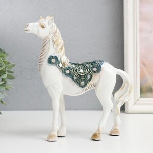 Сувенир полистоун "Императорский конь, белый с зеркалами" 19х5,5х21,5 см