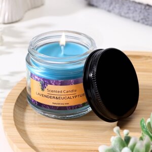 Свеча ароматическая "Scented Candle, Lavender&eucalyptus", Лаванда и эвкалипт, 5*5см, 140 гр 94933