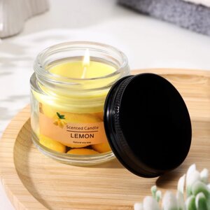 Свеча ароматическая "Scented Candle, Lemon", Лимон, 5*5см, 140 гр