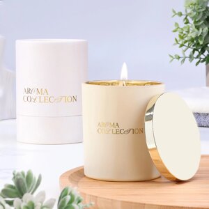 Свеча ароматическая в стакане "Aroma collection", 260 г, белый мускат,в тубусе, соевый воск